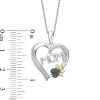 Zales 1/20 Ct. T.W. Enhanced Black And White Diamond "Mom" With Paw Print Heart Pendant In Sterling Silver And 10K Gold Necklaces