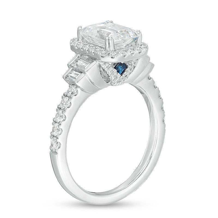 Zales Vera Wang Love Collection 2-3/4 Ct. T.W. Certified Emerald-Cut Diamond Frame Engagement Ring In 14K White Gold (I/Si2) Rings