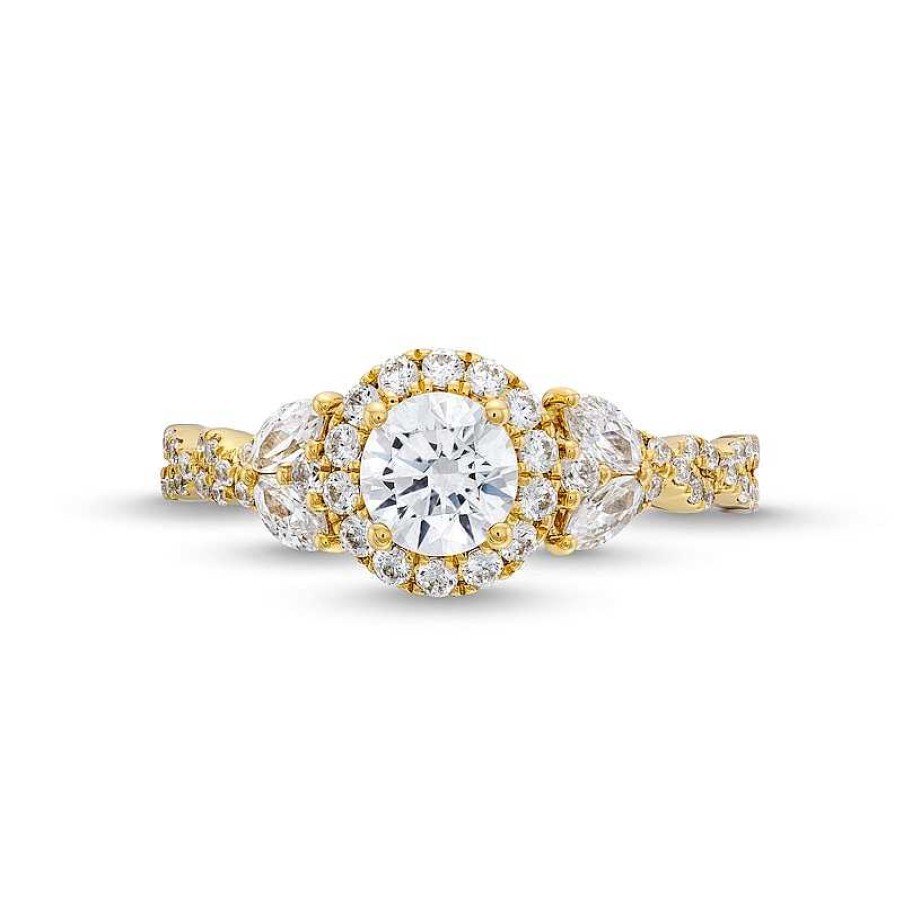 Zales 1-1/4 Ct. T.W. Diamond Frame Leaf-Sides Twist Shank Engagement Ring In 14K Gold Rings