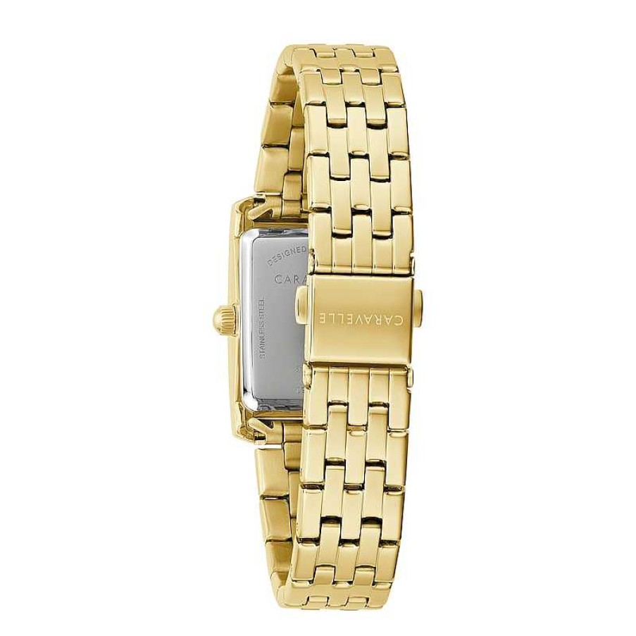 CARAVELLE Ladies' Caravelle By Bulova Crystal Accent Gold-Tone Watch With Rectangular Champagne Dial (Model:45L192) Watches