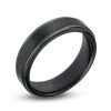 Zales Men'S 6.0Mm Multi-Finish Stepped Edge Engravable Wedding Band In Tungsten With Black Ip (1 Line) Rings