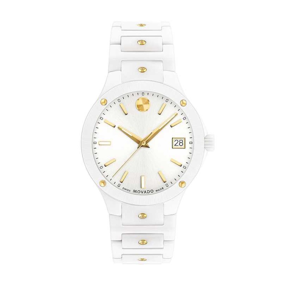 Movado Ladies' Movado Se Two-Tone Pvd Ceramic Watch With White Dial (Model: 0607740) Watches