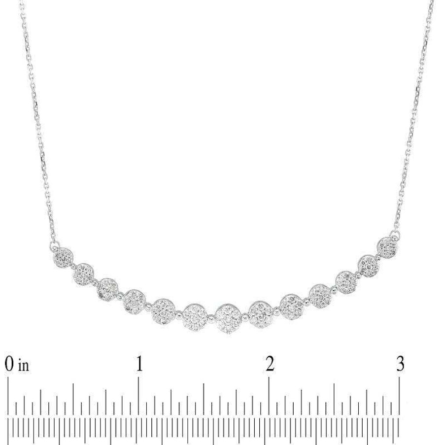 Zales 1 Ct. T.W. Multi-Diamond Flower Necklace In 10K White Gold Necklaces