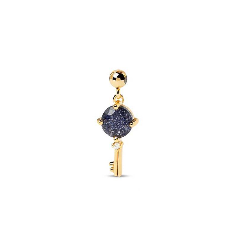 Zales Pdpaola At Zales Blue Sandstone And Cubic Zirconia Key Bead Charm In Sterling Silver With 18K Gold Plate Necklaces