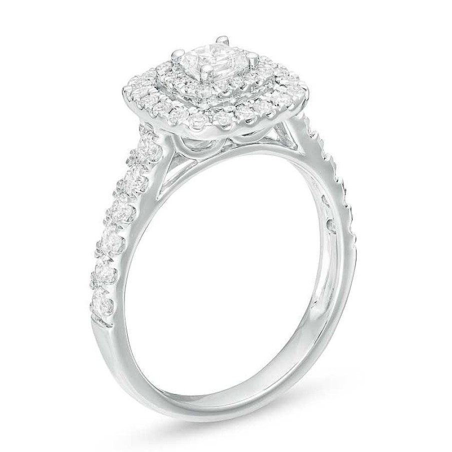 Zales 1 Ct. T.W. Princess-Cut Diamond Double Frame Engagement Ring In 14K White Gold Rings