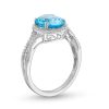 Zales Oval Swiss Blue Topaz And Lab-Created Sapphire Halo Ring In Sterling Silver Rings