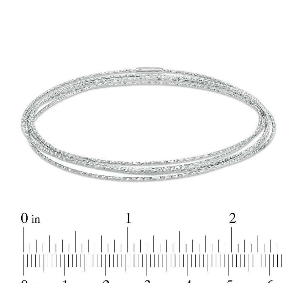 Zales Diamond-Cut Six Piece Stacked Bangle Set In Sterling Silver - 7.5" Bracelets