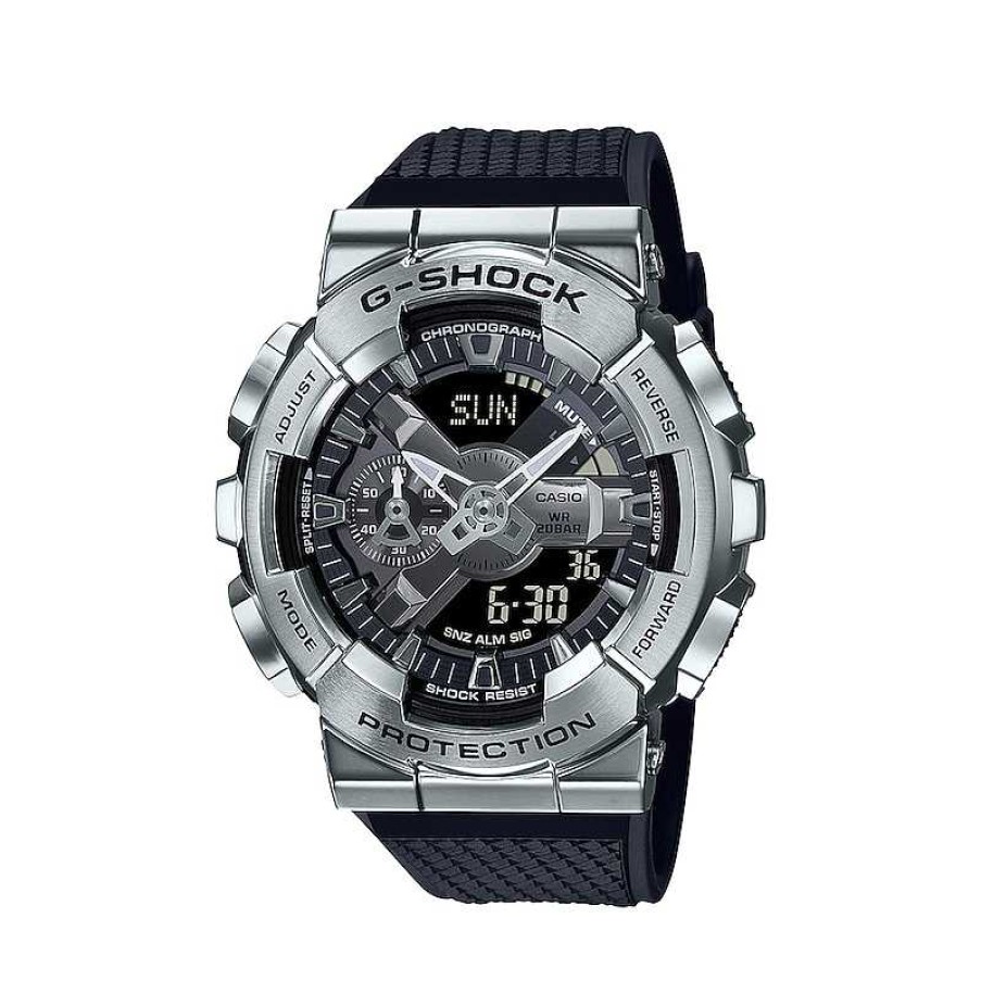 Casio G-Shock Men'S Casio G-Shock Classic Strap Watch With Black And Silver-Tone Dial (Model: Gm110-1A) Watches