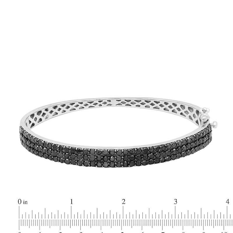 Zales 3 Ct. T.W. Black Diamond Triple Row Bangle In Sterling Silver Bracelets