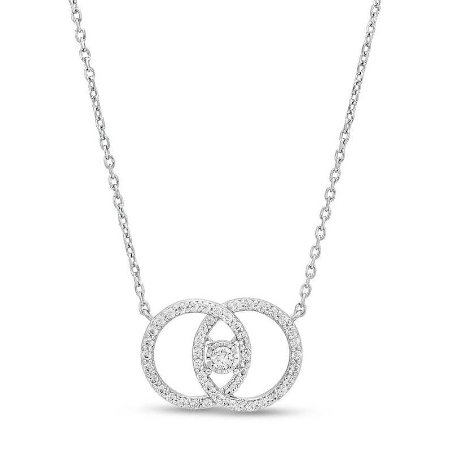 Zales You Me Us 1/3 Ct. T.W. Diamond Interlocked Circles Necklace In 10K White Gold 19" Necklaces