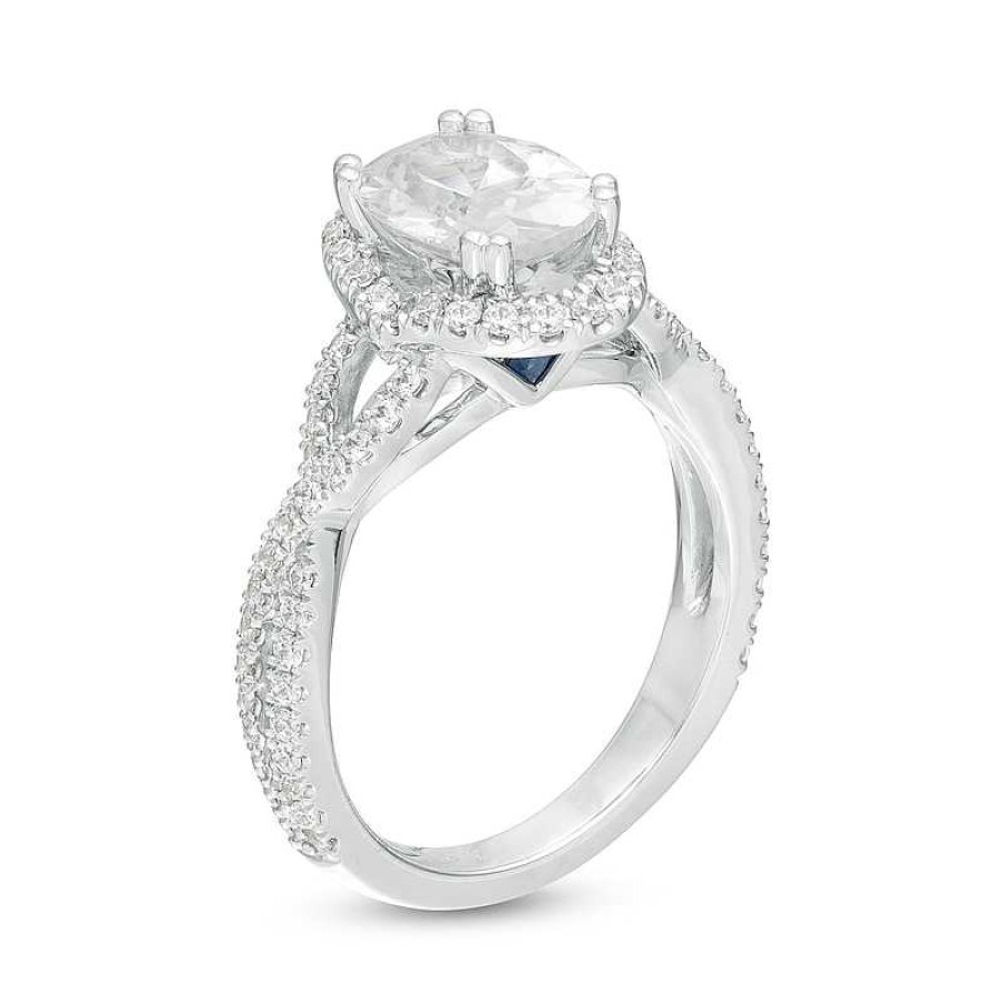 Zales Vera Wang Love Collection 2-1/2 Ct. T.W. Certified Oval Diamond Frame Twist Engagement Ring In 14K White Gold (I/Si2) Rings