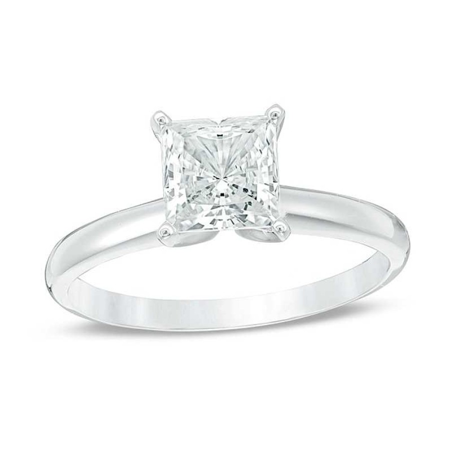 Zales 1 Ct. Certified Princess-Cut Diamond Solitaire Engagement Ring In 14K White Gold (I/I2) Rings