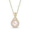 Zales 6.0Mm Cultured Freshwater Pearl And 1/10 Ct. T.W. Diamond Frame Pendant In 10K Gold Necklaces