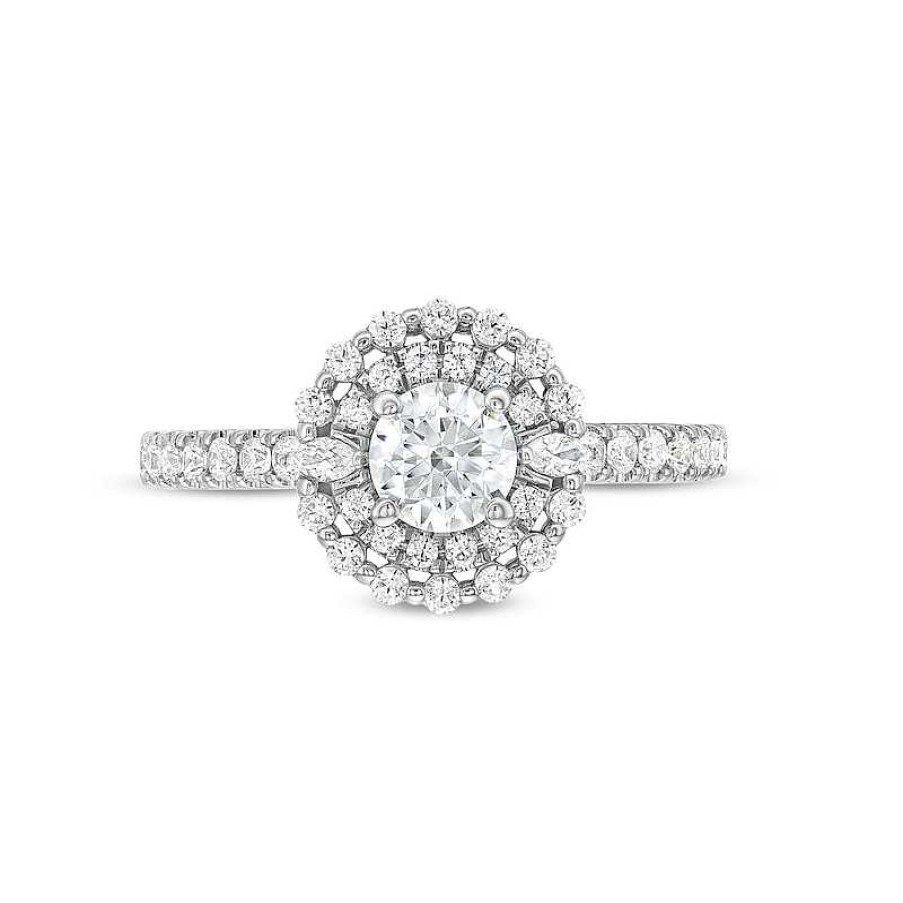 Zales Vera Wang Love Collection 1 Ct. T.W. Diamond Double Frame Engagement Ring In 14K White Gold Rings