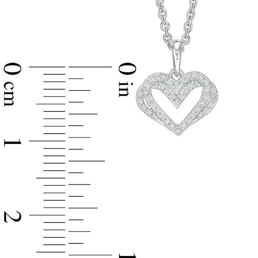 Zales The Kindred Heart From Vera Wang Love Collection 1/10 Ct. T.W. Diamond Mini Pendant In Sterling Silver - 19" Necklaces