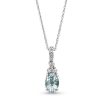 Zales Oval Aquamarine And 1/15 Ct. T.W. Diamond Pendant In 10K White Gold Necklaces