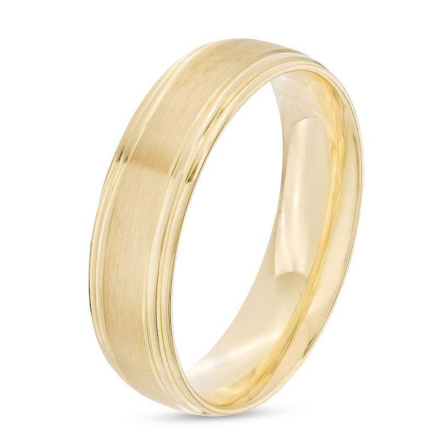 Zales Men'S 6.0Mm Brushed Satin Band In 14K Gold Rings