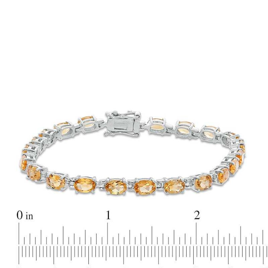 Zales Sideways Oval Citrine Tennis Bracelet In Sterling Silver - 7.25" Bracelets