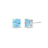 Zales 7.0Mm Faceted Cushion-Cut Blue Lab-Created Spinel Stud Earrings In Sterling Silver Earrings