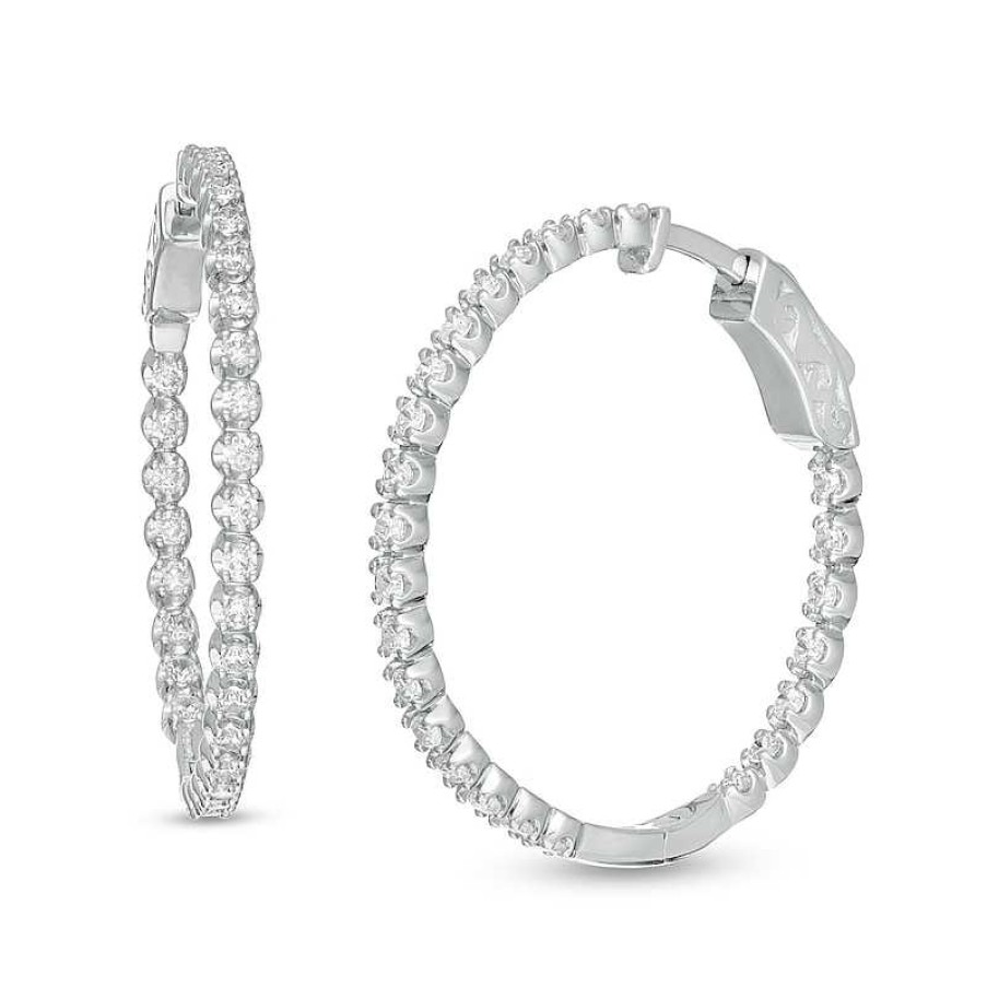 Zales Marilyn Monroe Collection 1 Ct. T.W. Journey Diamond Inside-Out Hoop Earrings In 10K White Gold Earrings