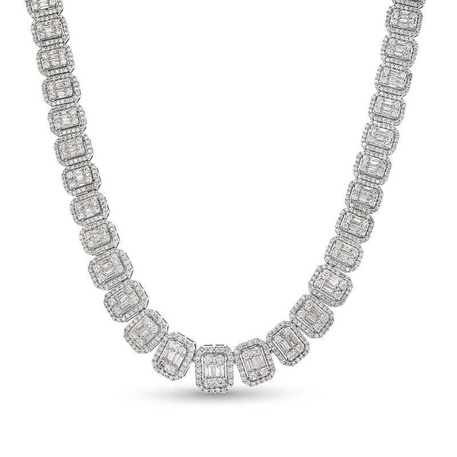 Zales 21.58 Ct. T.W. Lab-Created Diamond Octagonal Composite Necklace In 10K White Gold (F/Si2) Necklaces