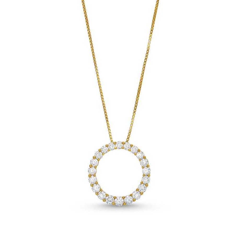 Zales 1 Ct. T.W. Certified Lab-Created Diamond Outline Circle Pendant In 10K Gold (I/I1) Necklaces