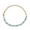 Zales Oval And Round Swiss Blue Topaz With Paper Clip Chain Half-And-Half Bracelet In 10K Gold - 7.25" Bracelets