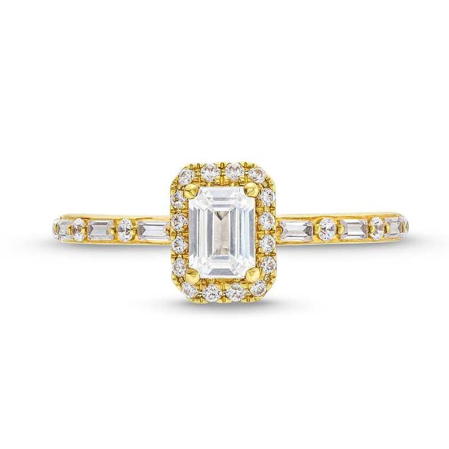 Zales Vera Wang Love Collection 3/4 Ct. T.W. Emerald-Cut Diamond Frame Art Deco Engagement Ring In 14K Gold (I/Si2) Rings