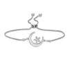 Zales Diamond Accent Crescent Moon And Star Bolo Bracelet In Sterling Silver (1 Line) - 9.5" Bracelets