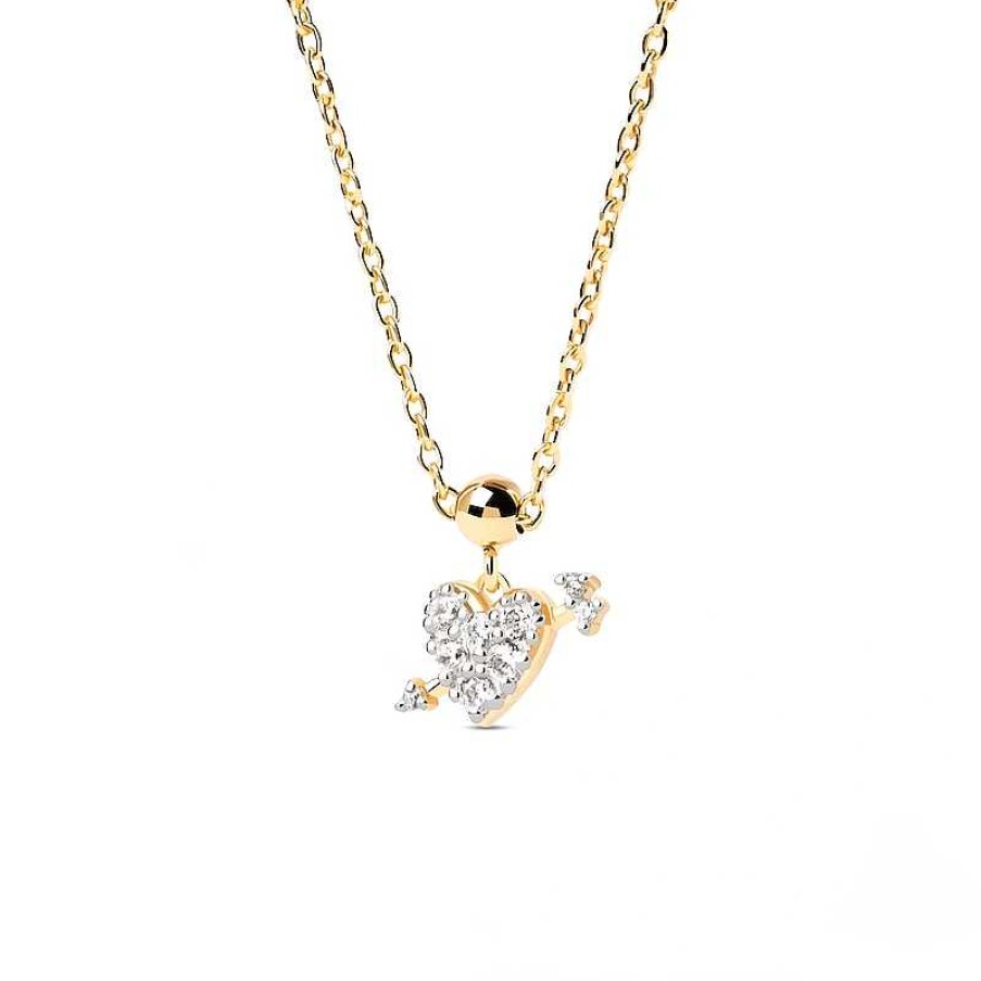 Zales Pdpaola At Zales Cubic Zirconia Heart With Arrow Bead Charm In Sterling Silver With 18K Gold Plate Necklaces