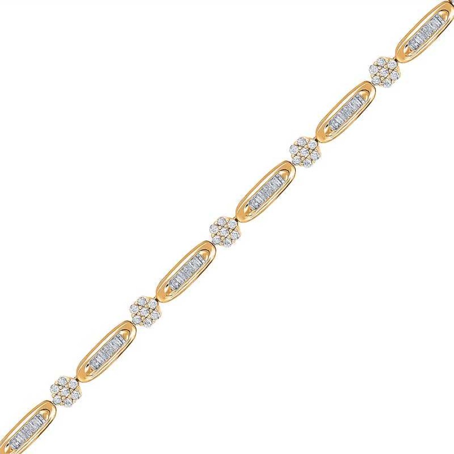 Zales 2 Ct. T.W. Multi-Diamond Alternating Line Bracelet In 10K Gold Bracelets