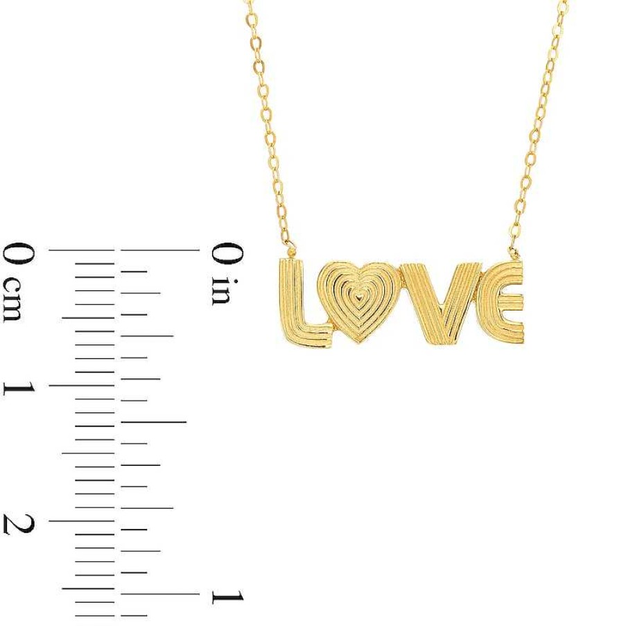 Zales Textured "Love" Necklace In 10K Gold Necklaces