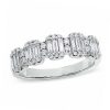 Zales 3/4 Ct. T.W. Baguette And Round Multi-Diamond Band In 14K White Gold Rings