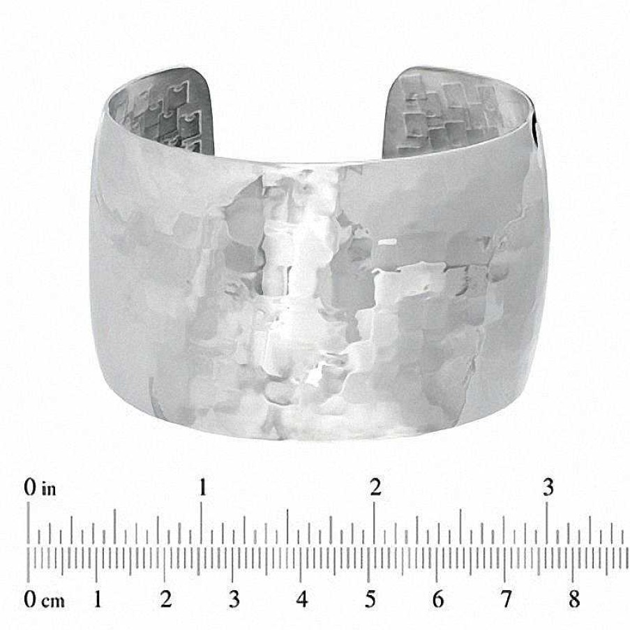 Zales 40.0Mm Stainless Steel Hammered Cuff Bracelets