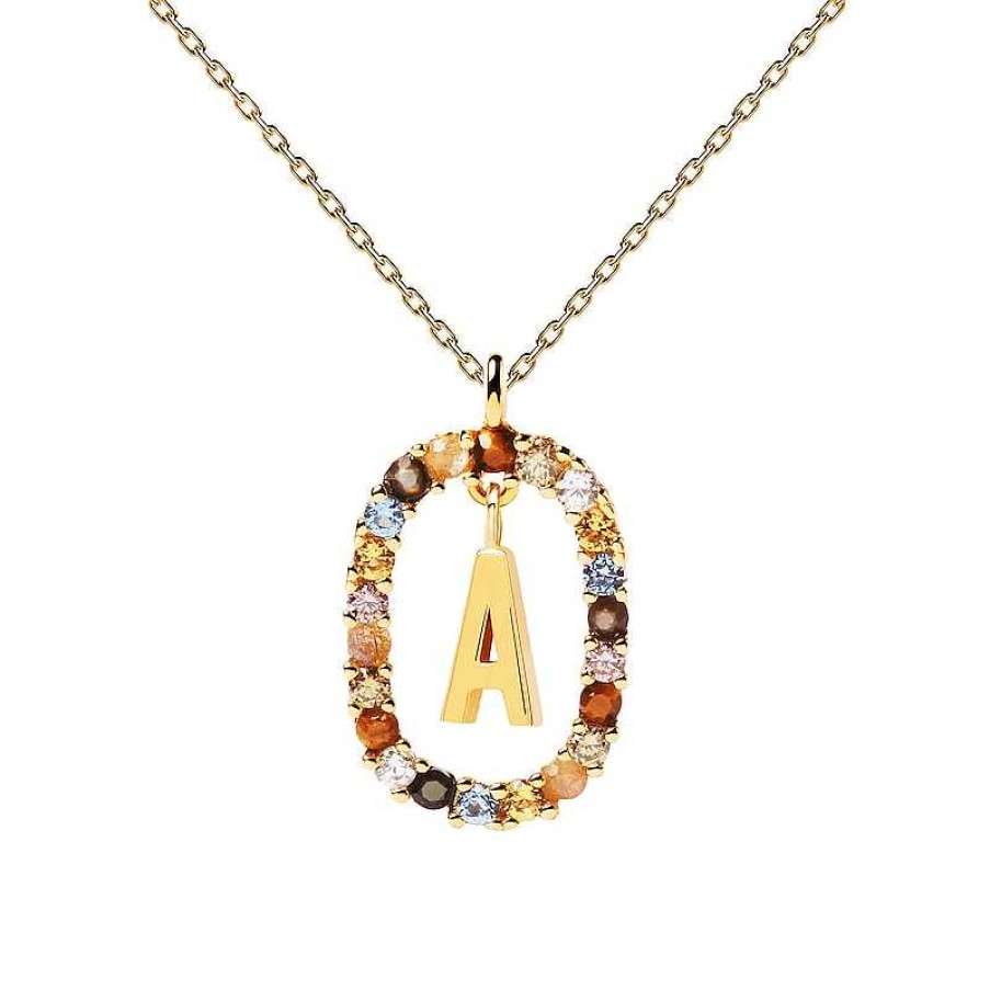 Zales Pdpaola At Zales Multi-Color Initial Pendant In Sterling Silver With 18K Gold Plate (Letters A-Z) Necklaces