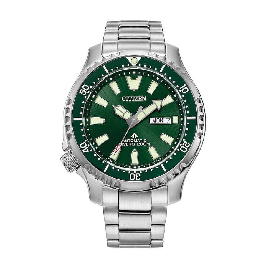 Citizen Men'S Citizen Promaster Diver Two-Tone Automatic Watch With Green Dial (Model: Ny0151-59X) Watches