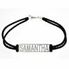 Zales Nameplate Bracelet In Stainless Steel With Black Braided Cord (9 Characters) - 9.5" Bracelets