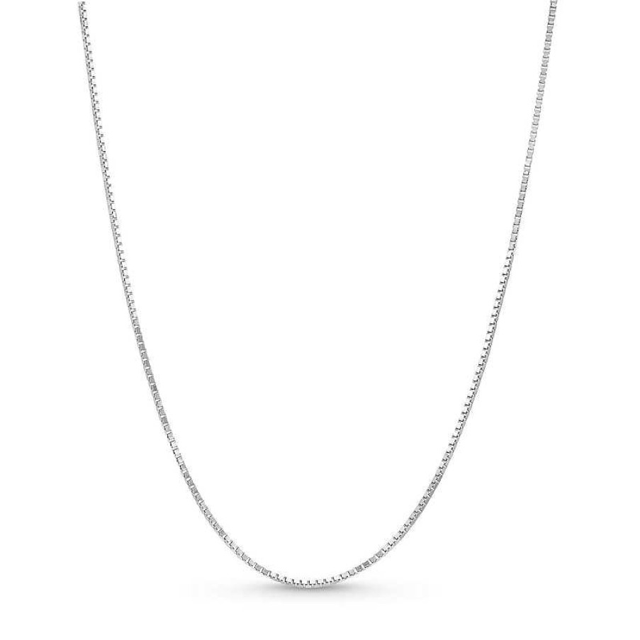 Zales 0.7Mm Box Chain Necklace In Solid 14K White Gold - 18" Necklaces