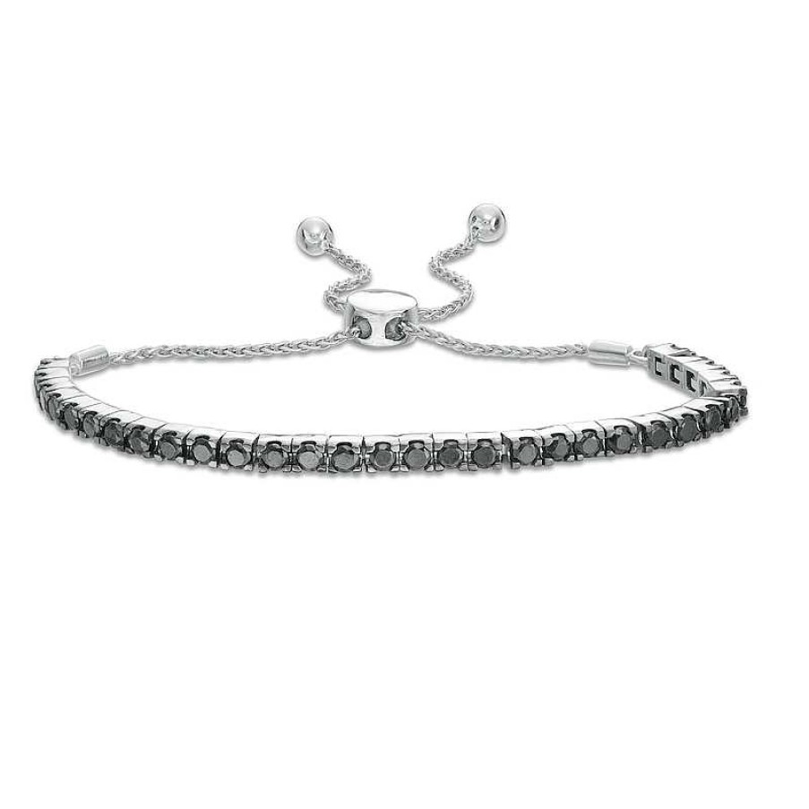 Zales 2 Ct. T.W. Black Diamond Tennis Bolo Bracelet In Sterling Silver - 9.5" Bracelets