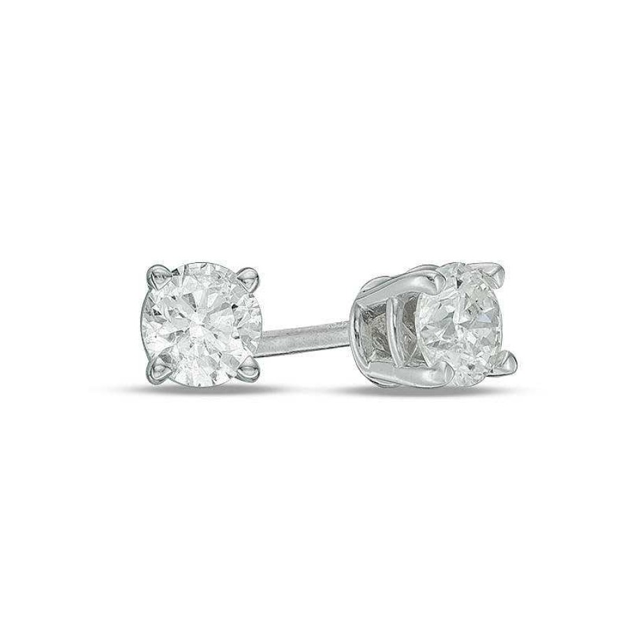 Zales 1/3 Ct. T.W. Diamond Solitaire Stud Earrings In 14K White Gold (I/I2) Earrings