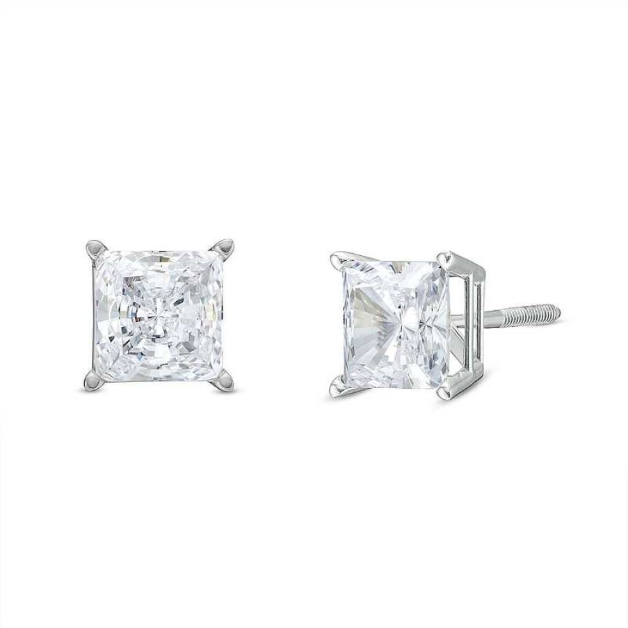 Zales 2-1/2 Ct. T.W. Princess-Cut Certified Lab-Created Diamond Solitaire Stud Earrings In 14K White Gold (I/Si2) Earrings