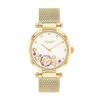 Coach Ladies' Coach Cary Crystal Accent Horseshoe Gold-Tone Ip Mesh Watch With Silver-Tone Dial (Model: 14504003) Watches