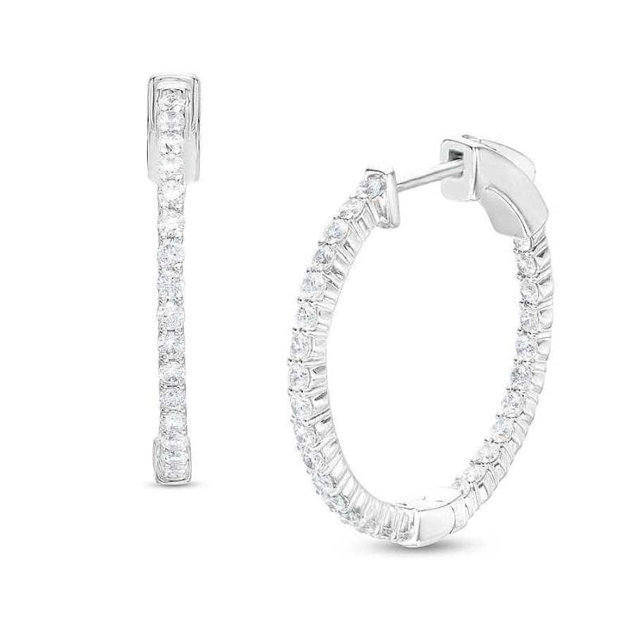 Zales 1/2 Ct. T.W. Diamond Inside-Out Hoop Earrings In 14K White Gold Earrings