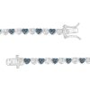 Zales 1/10 Ct. T.W. Blue And White Diamond Beaded Alternating Hearts Line Bracelet In Sterling Silver And Blue Resin - 7.25" Bracelets