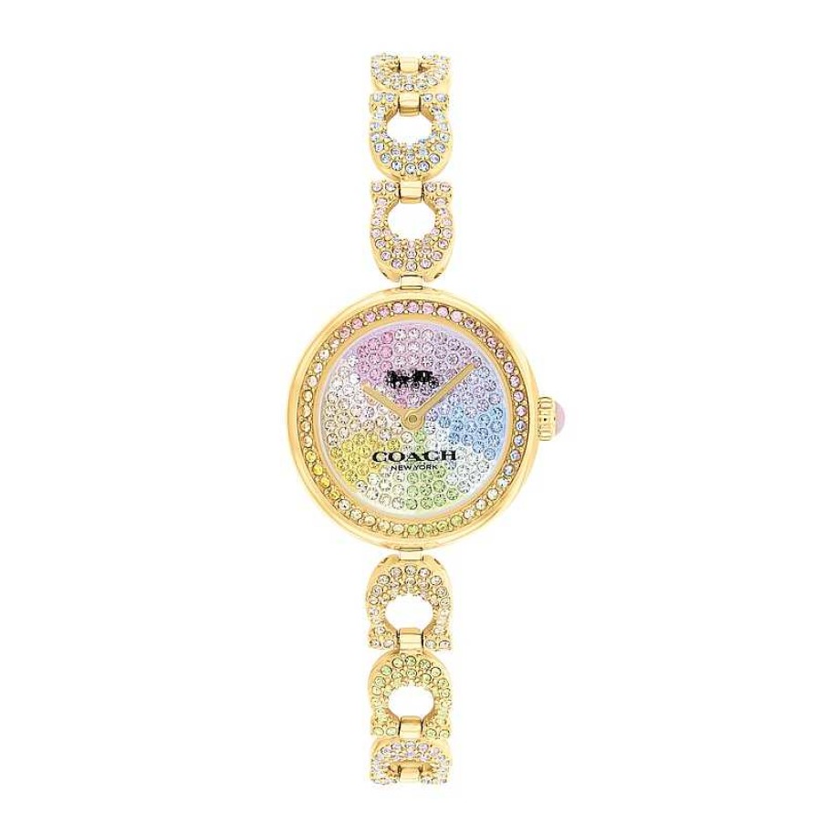 Coach Ladies' Coach Gracie Multi-Colored Crystal Gold-Tone Ip Bracelet Watch (Model: 14504220) Watches