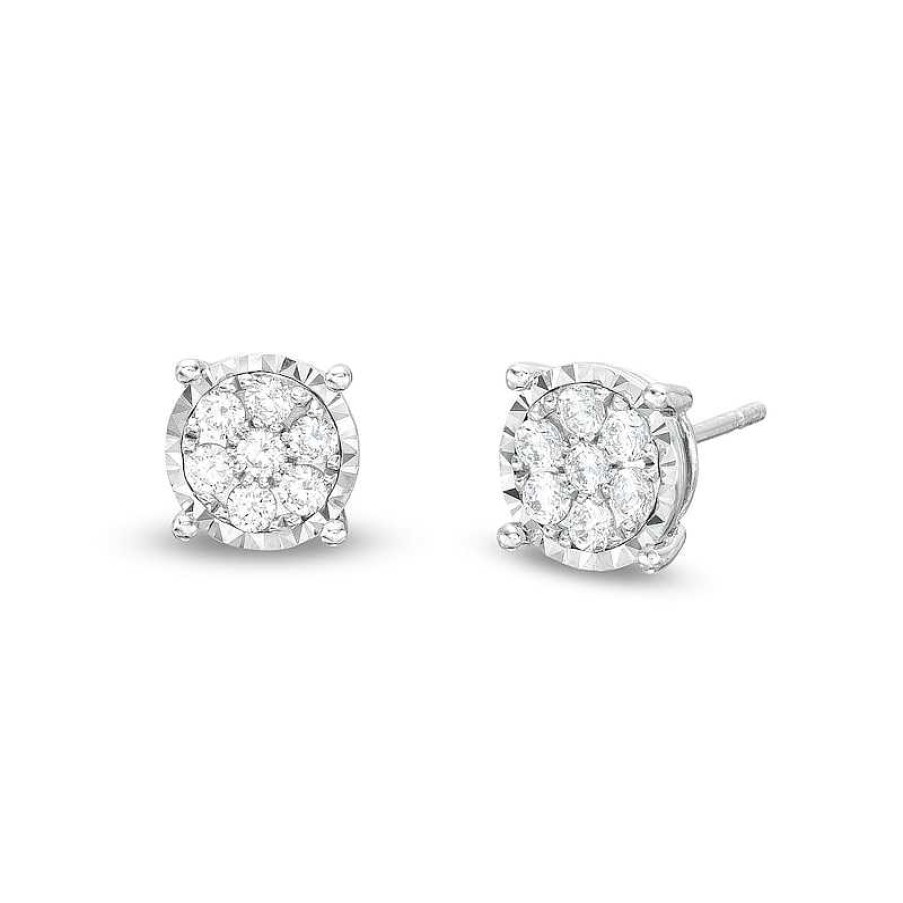 Zales 1/4 Ct. T.W. Multi-Diamond Stud Earrings In 10K White Gold Earrings