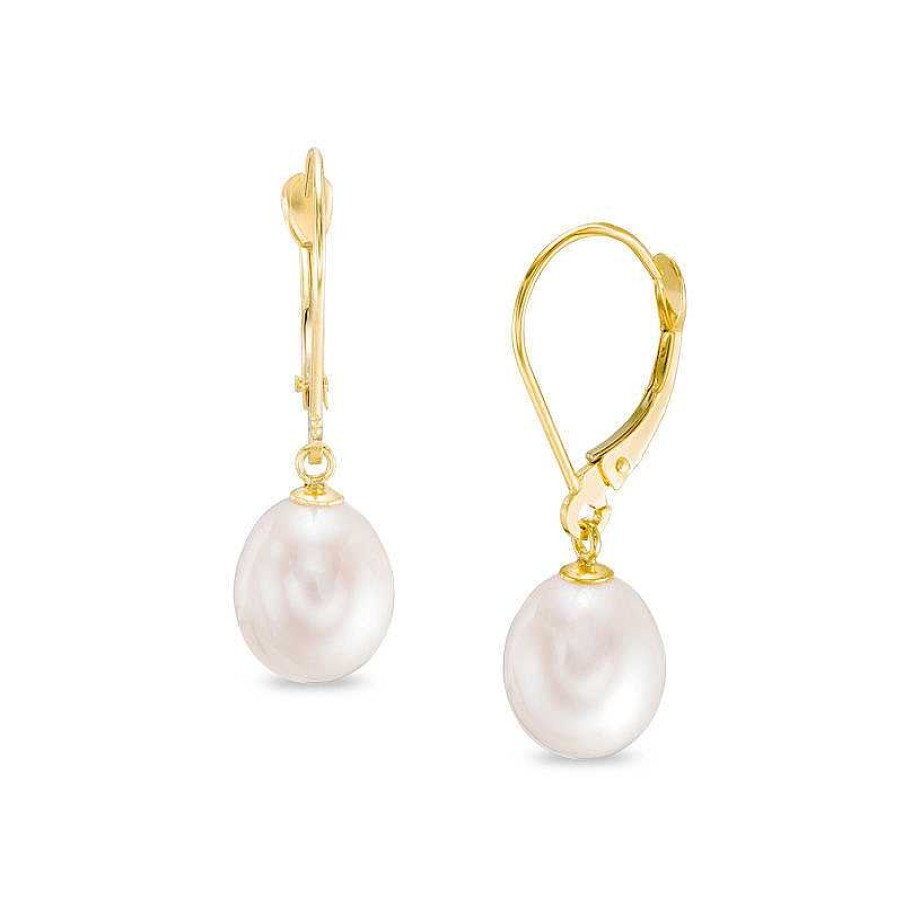 Zales 8.0 - 9.0Mm Baroque Cultured Freshwater Pearl Drop Earrings In 14K Gold Earrings