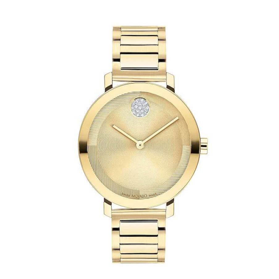 Movado Ladies' Movado Bold® Evolution Crystal Accent Gold-Tone Ip Watch With Textured Tonal Gold-Tone Dial (Model: 3601106) Watches