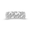 Zales 1/4 Ct. T.W. Diamond Alternating Curb Chain Link Ring In Sterling Silver Rings