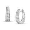 Zales 1/2 Ct. T.W. Diamond Graduating Double Row Huggie Hoop Earrings In 10K White Gold Earrings